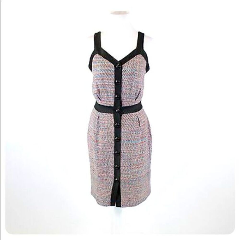 Leona‎ by Lauren Leonard Womens 6 Silk Tweed Sheath Dress Vintage Button Front